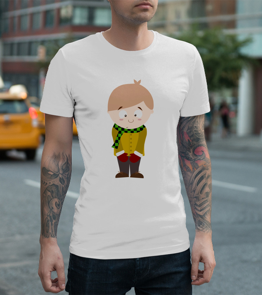 Cute Boy In Winter Scarf and Mittens T-Shirt