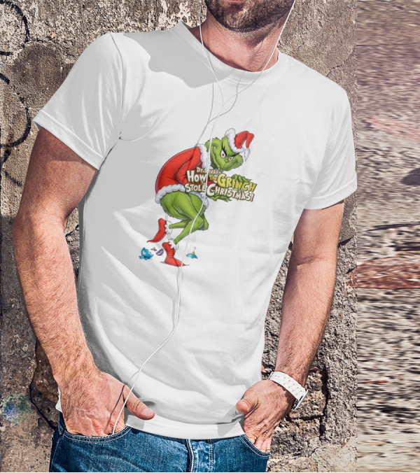 Dr Seuss How The Grinch Stole Christmas Santa Grinch Mischievous Pose T-Shirt