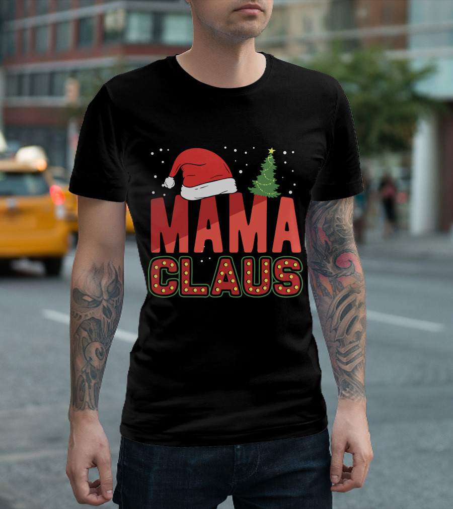 Mama Claus Christmas Santa Hat Tree T-Shirt