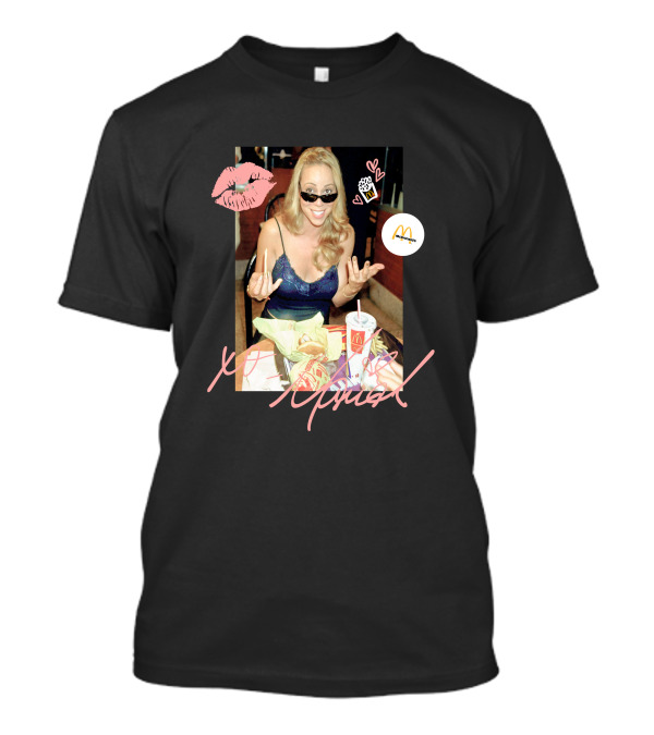 Mariah Carey McDonalds Merch With Pink Lips And Heart Accents T-Shirt