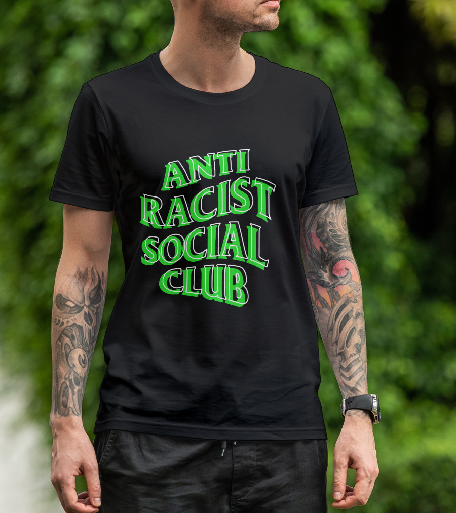 Anti Racist Social Club Green Text T-Shirt