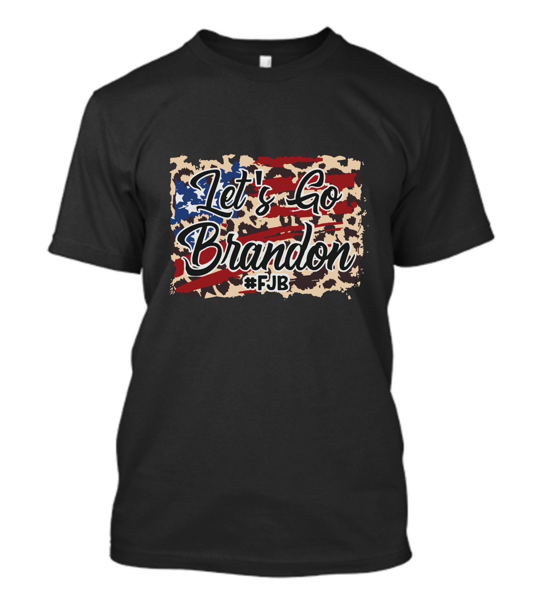 Let's Go Brandon FJB American Flag Leopard T-Shirt