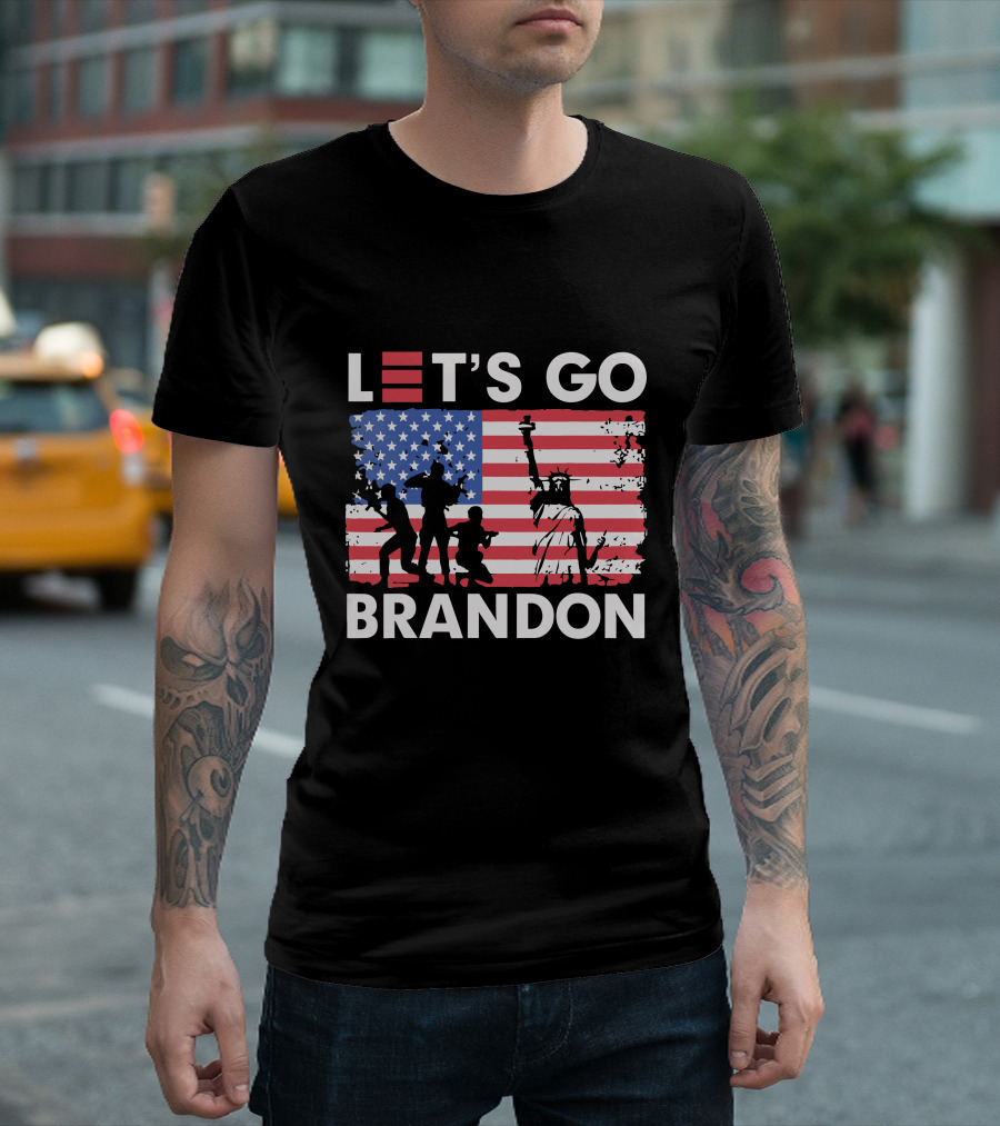 Let's Go Brandon American Flag Statue Of Liberty T-Shirt