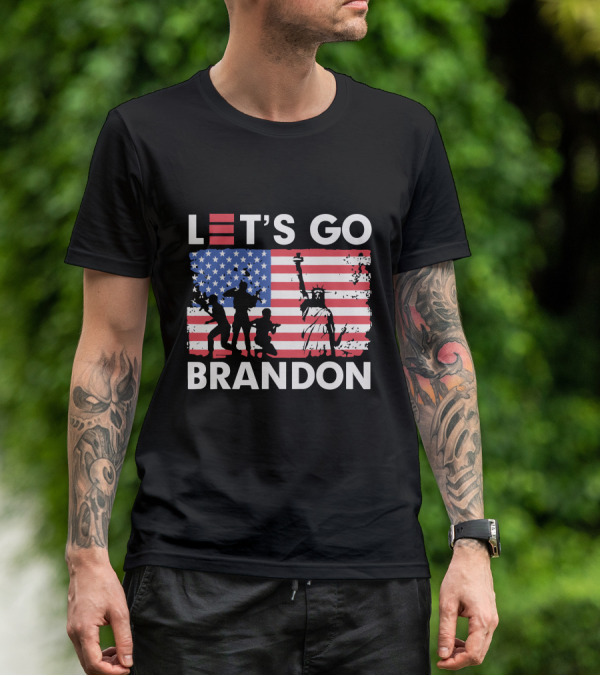 Let's Go Brandon American Flag Statue Of Liberty T-Shirt