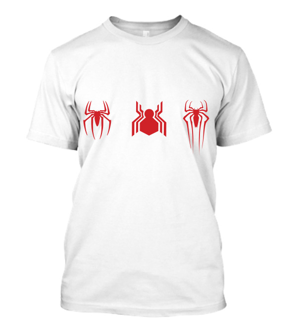 Spiderman No Way Home Three Spider Logos Red Icons T-Shirt