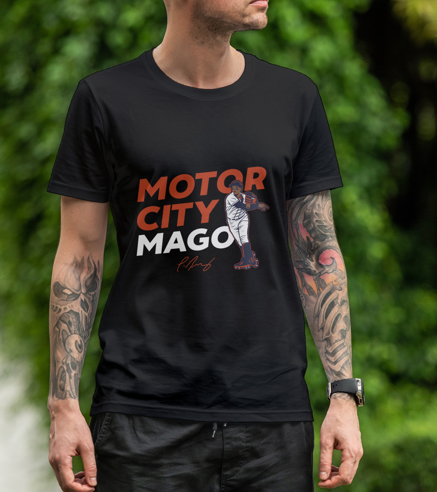 Motor City Mago Detroit Tigers Baseball Pitcher T-Shirt