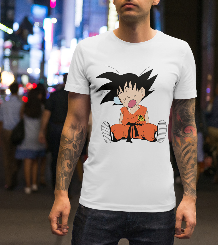Baby Goku Sleepy Orange Gi Krillin Kanji Bubblegum Drool T-Shirt