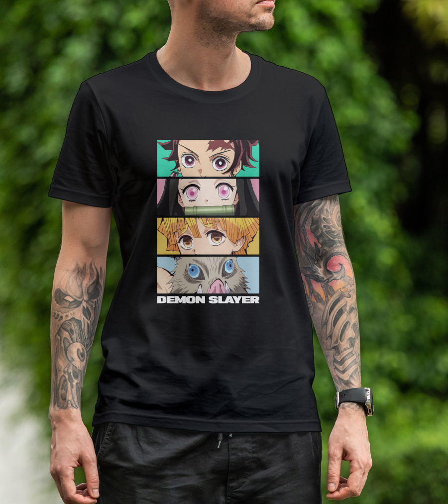 Demon Slayer Anime Characters Tanjiro Nezuko Zenitsu Inosuke T-Shirt