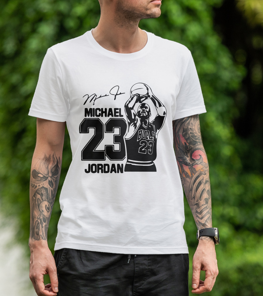 Michael Jordan 23 Bulls Basketball Signature T-Shirt