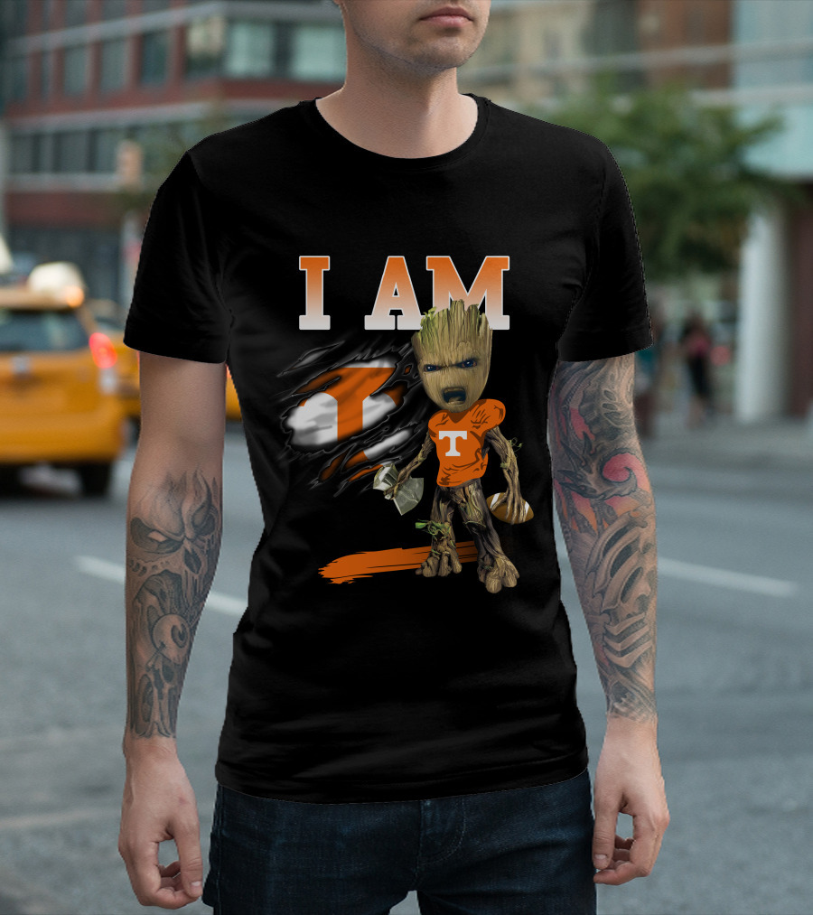 I Am Groot Tennessee Volunteers Fan Iconic Football Fusion T-Shirt