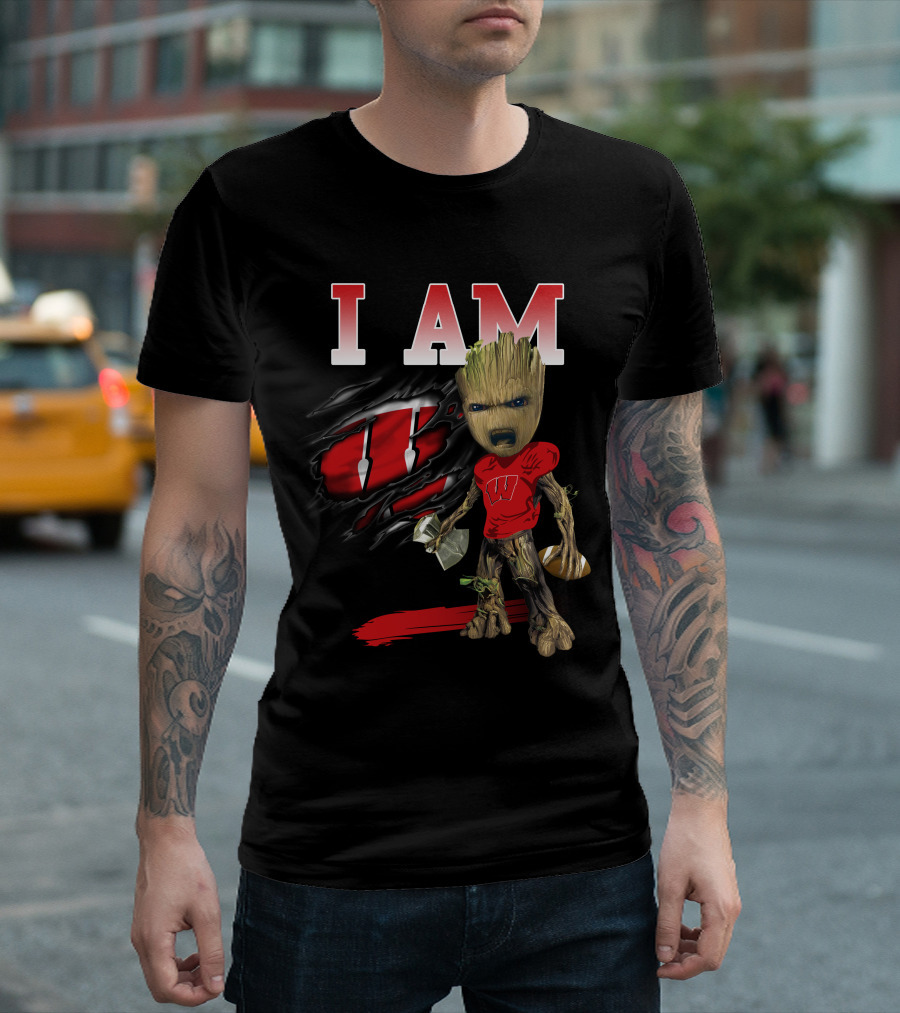 I Am Groot Wisconsin Badgers Football Fan T-Shirt