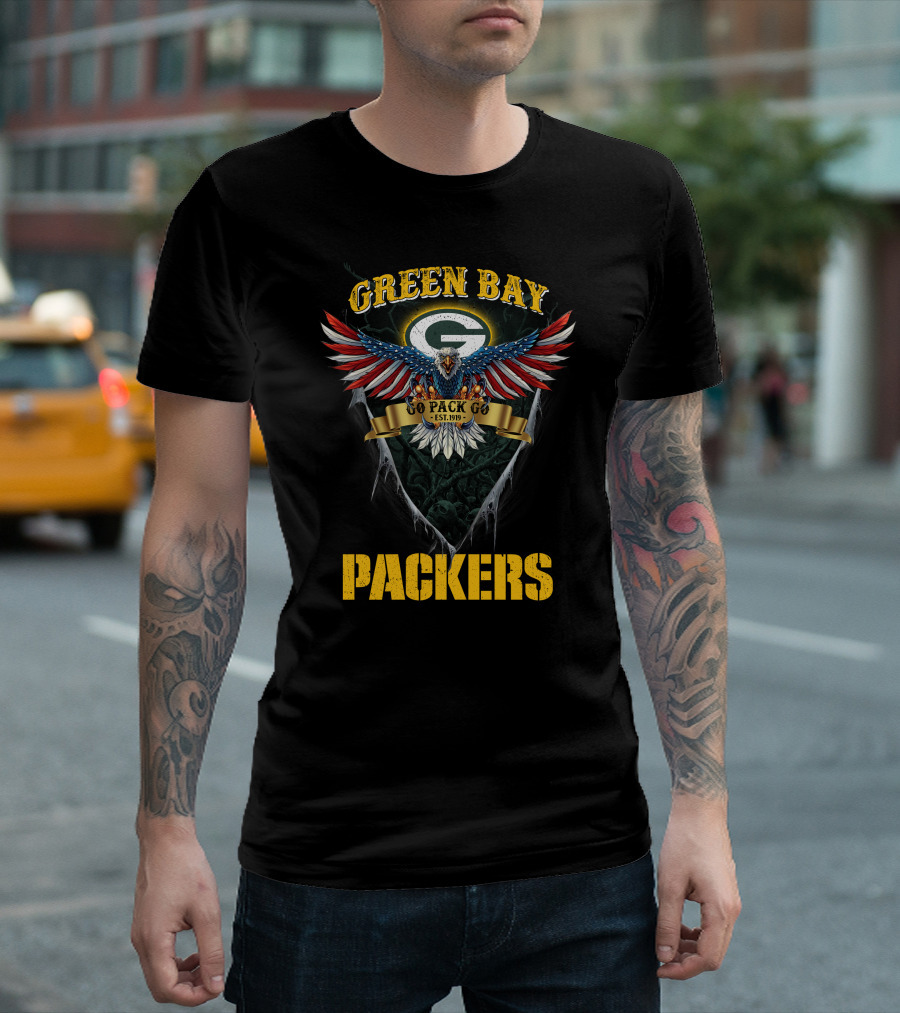 Green Bay Packers Go Pack Go Est. 1919 Nfl Us Eagle T-Shirt