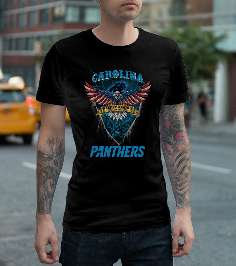 Carolina Panthers Nfl Us Eagle Keep Pounding Est. 1993 T-Shirt