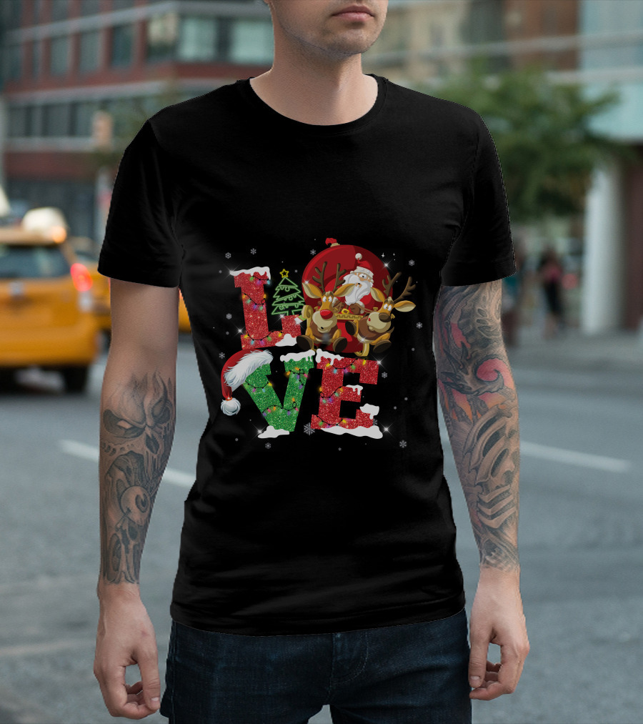 I Love Merry Christmas Santa Reindeer Baby Holiday T-Shirt
