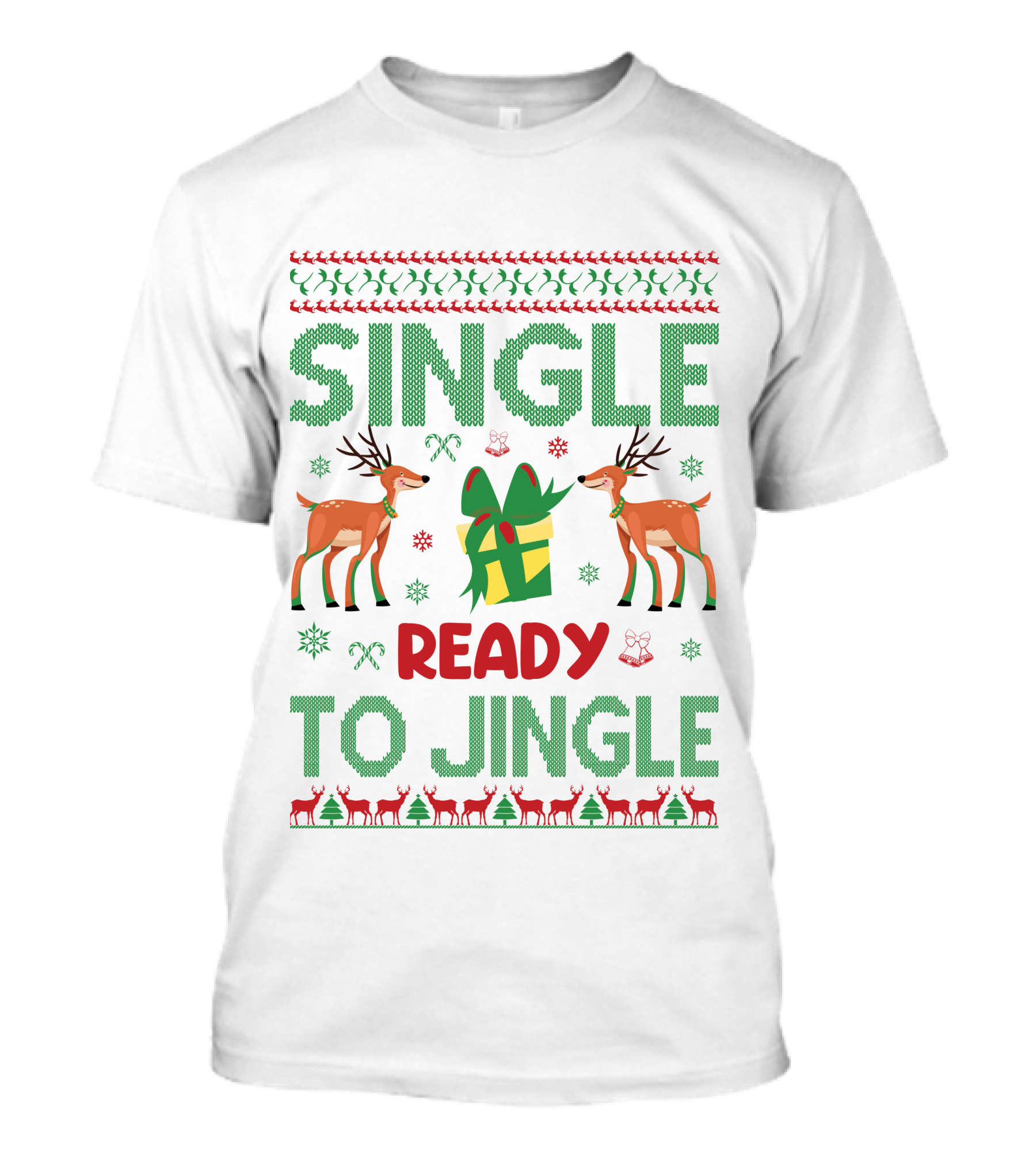 Single Ready To Jingle Reindeer Gift Holiday Cheer T-Shirt