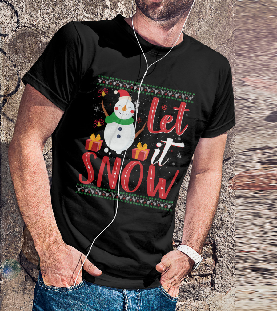 Let It Snow Snowman Christmas Presents Holiday T-Shirt