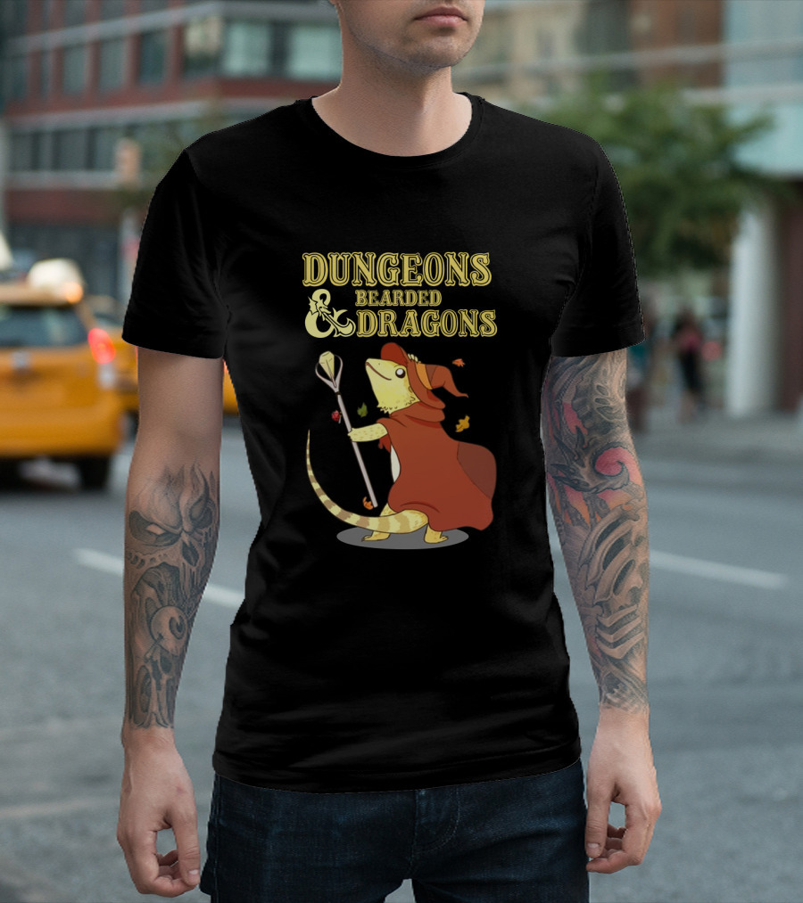 Dungeons Bearded Dragons Wizard with Staff Costume T-Shirt