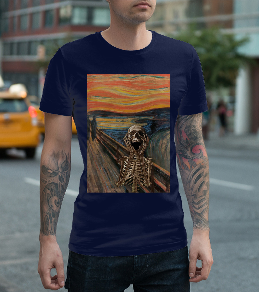 The Scream Skeleton In Edvard Munch T-Shirt