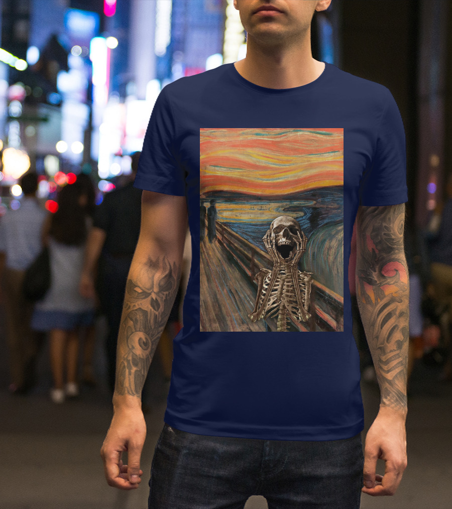 The Scream Skeleton In Edvard Munch T-Shirt
