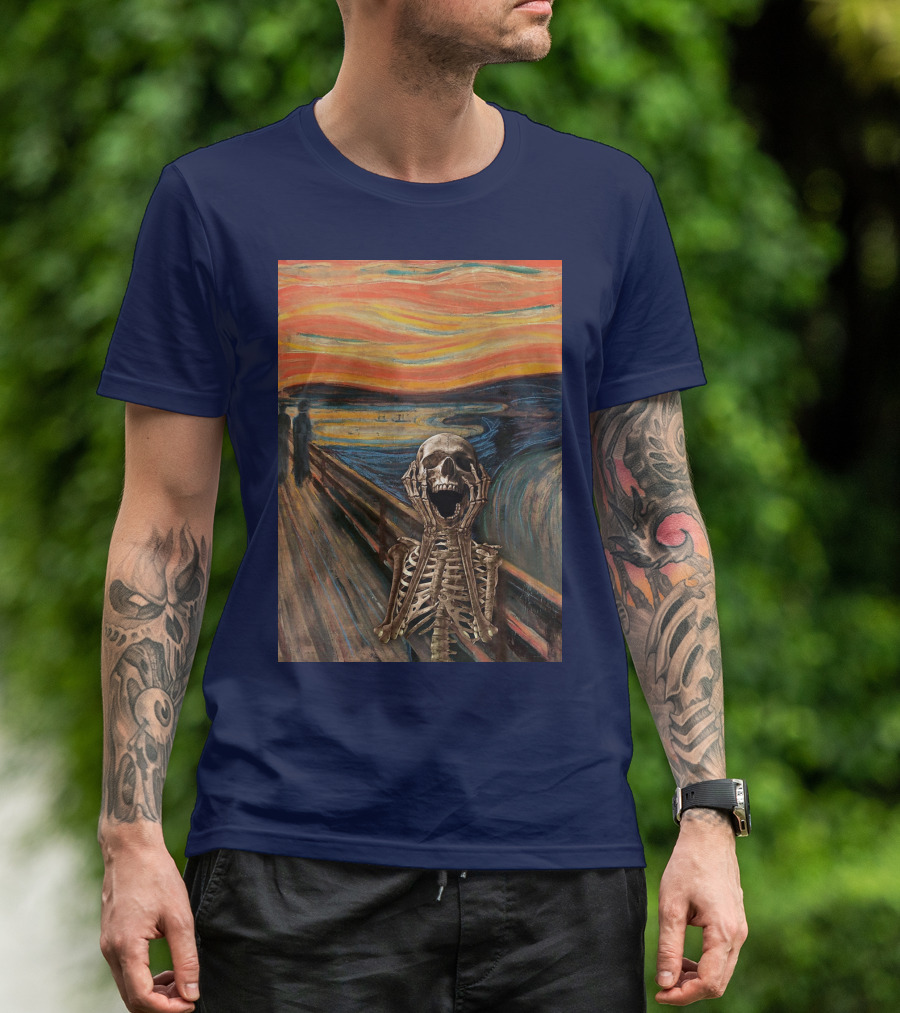 The Scream Skeleton In Edvard Munch T-Shirt