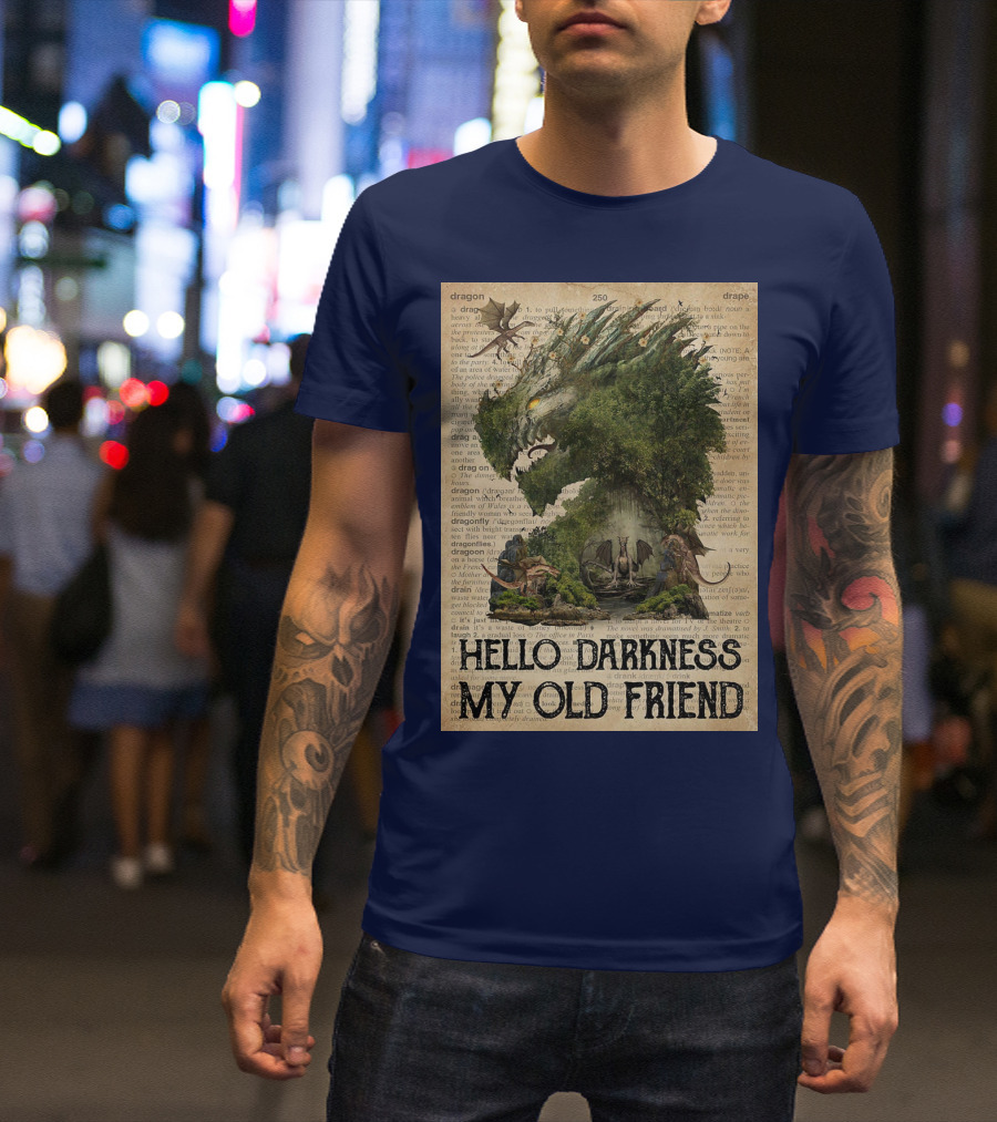 Dragon Hello Darkness My Old Friend Dictionary Page T-Shirt