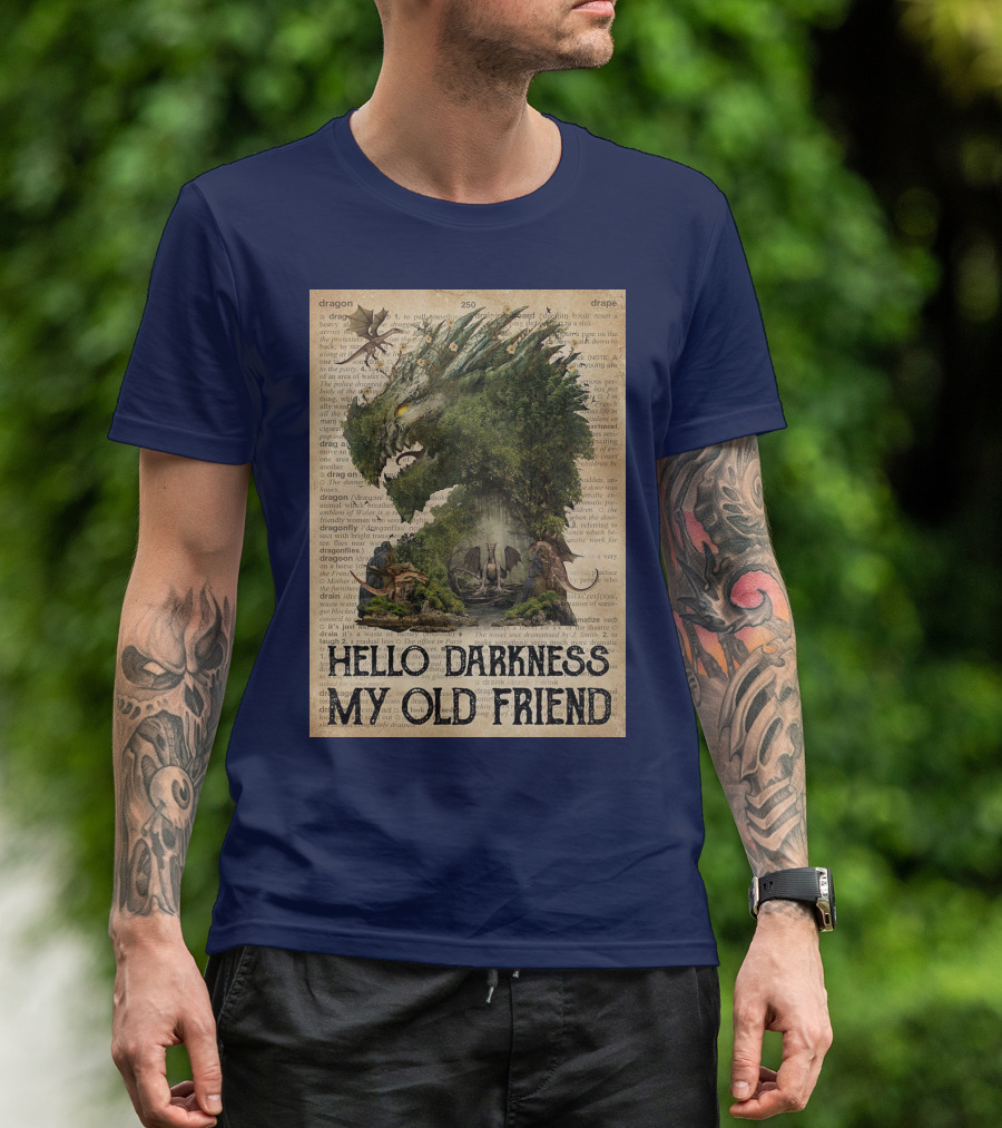Dragon Hello Darkness My Old Friend Dictionary Page T-Shirt