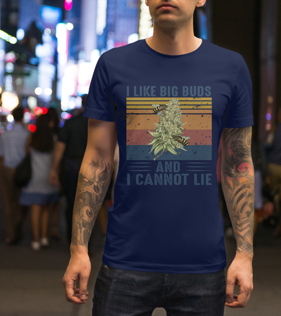 I Like Big Buds And I Cannot Lie Bees Vintage Stripes T-Shirt