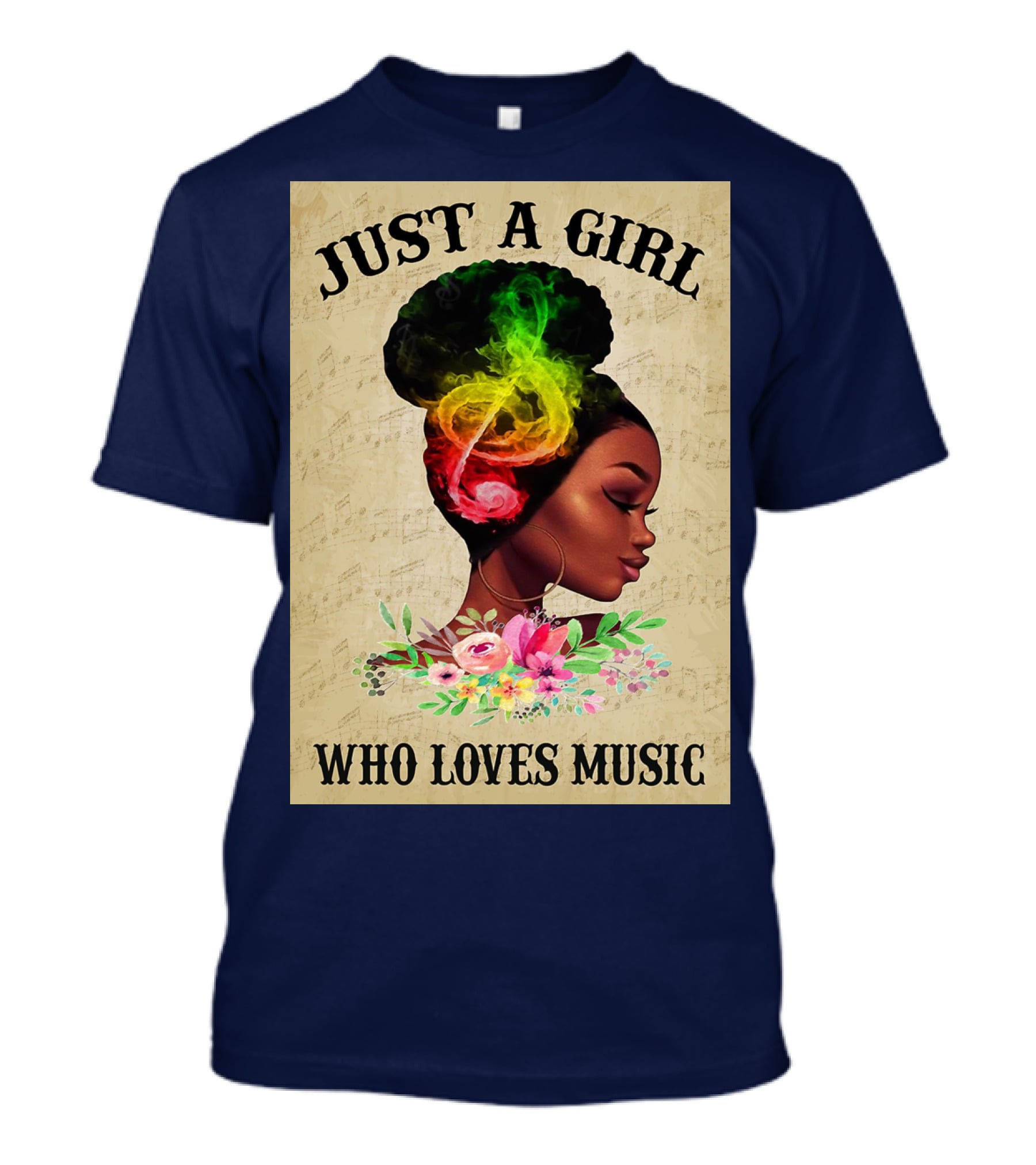 Just A Girl With Colorful Musical Hair Who Loves Music T-Shirt