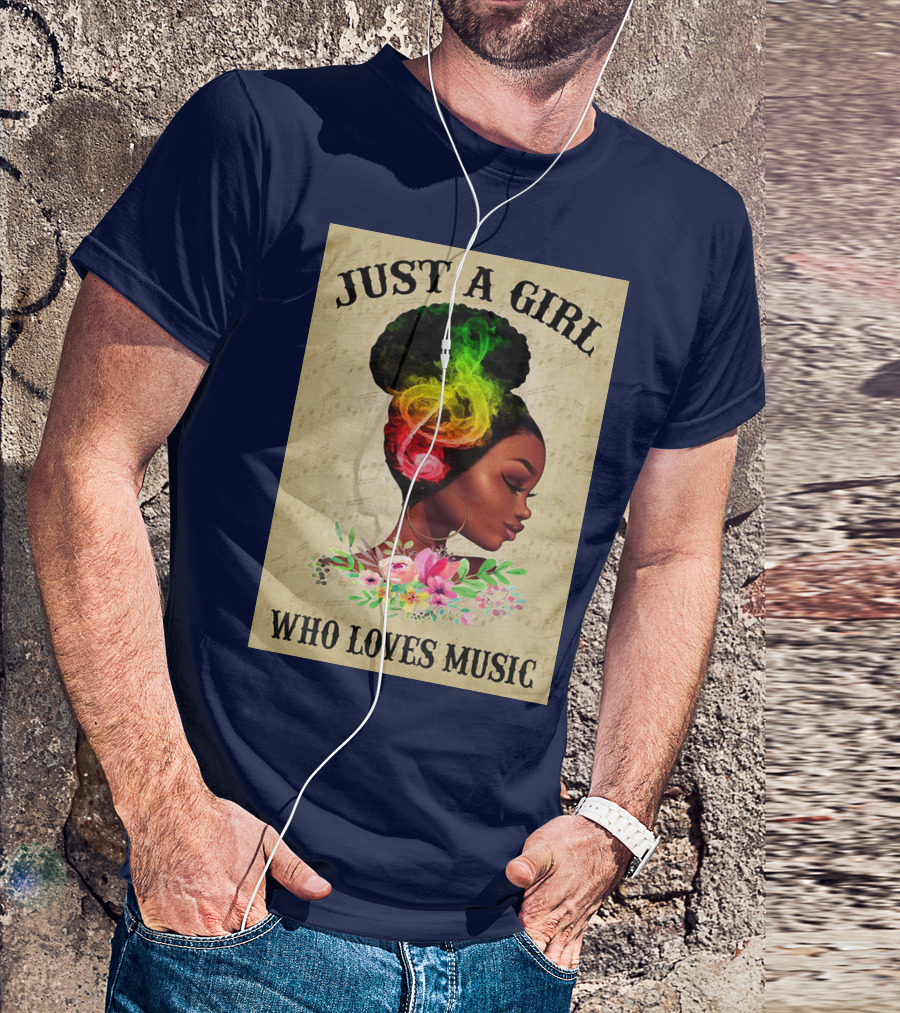 Just A Girl With Colorful Musical Hair Who Loves Music T-Shirt