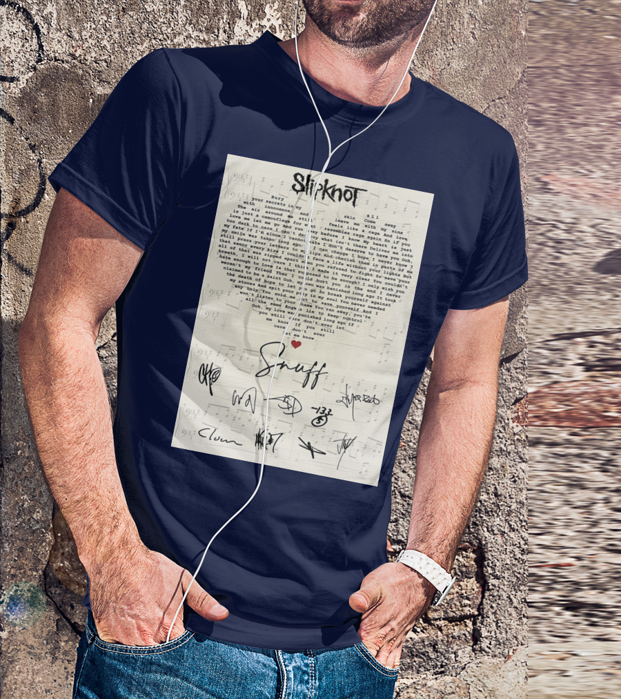 Slipknot Snuff Lyrics With Band Member Signatures T-Shirt