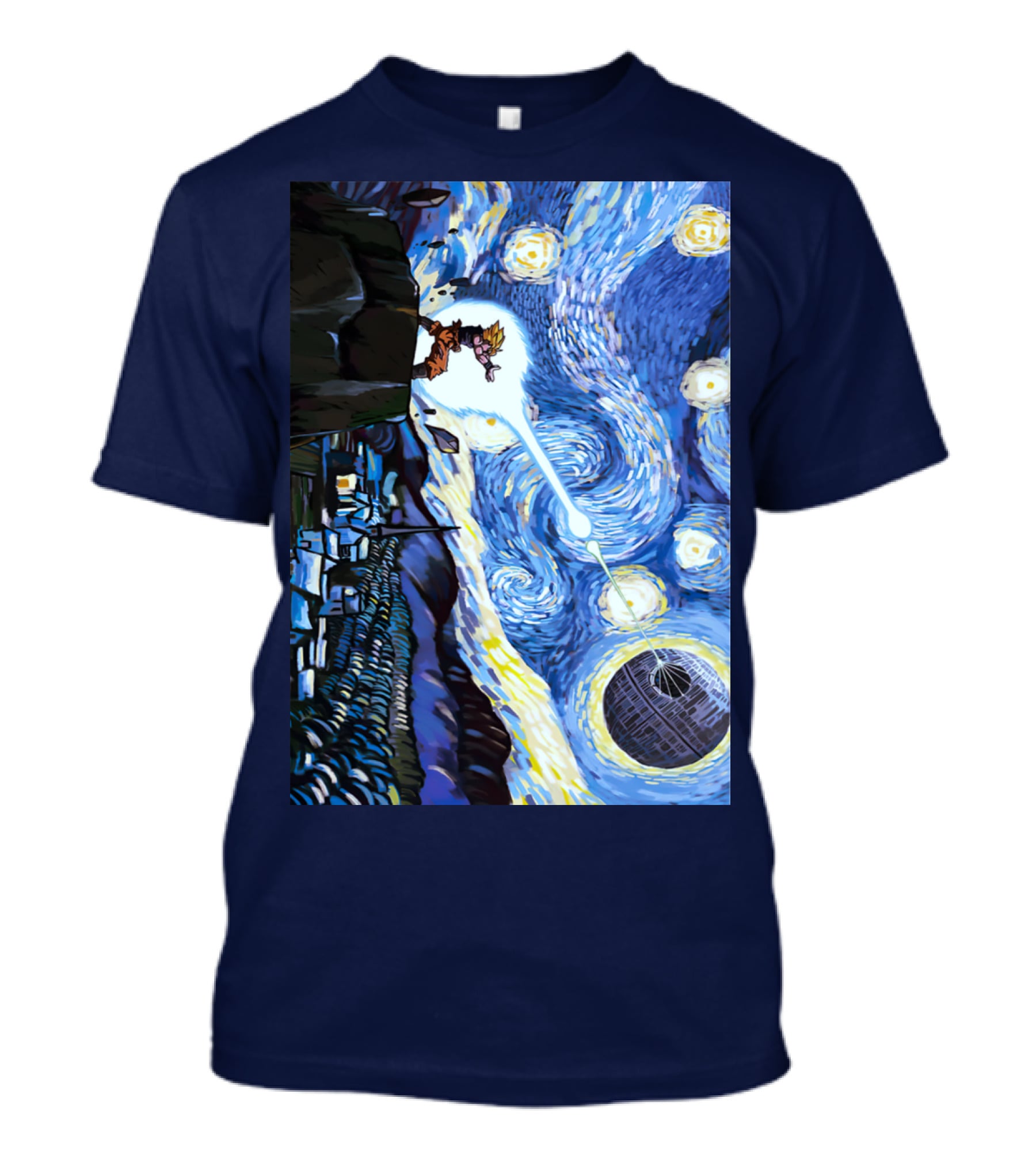 Son Goku Kamehameha Meets Death Star In Starry Night Fusion T-Shirt