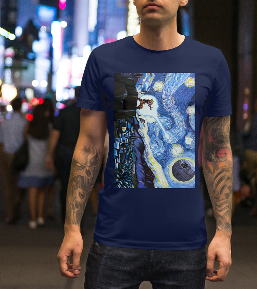 Son Goku Kamehameha Meets Death Star In Starry Night Fusion T-Shirt