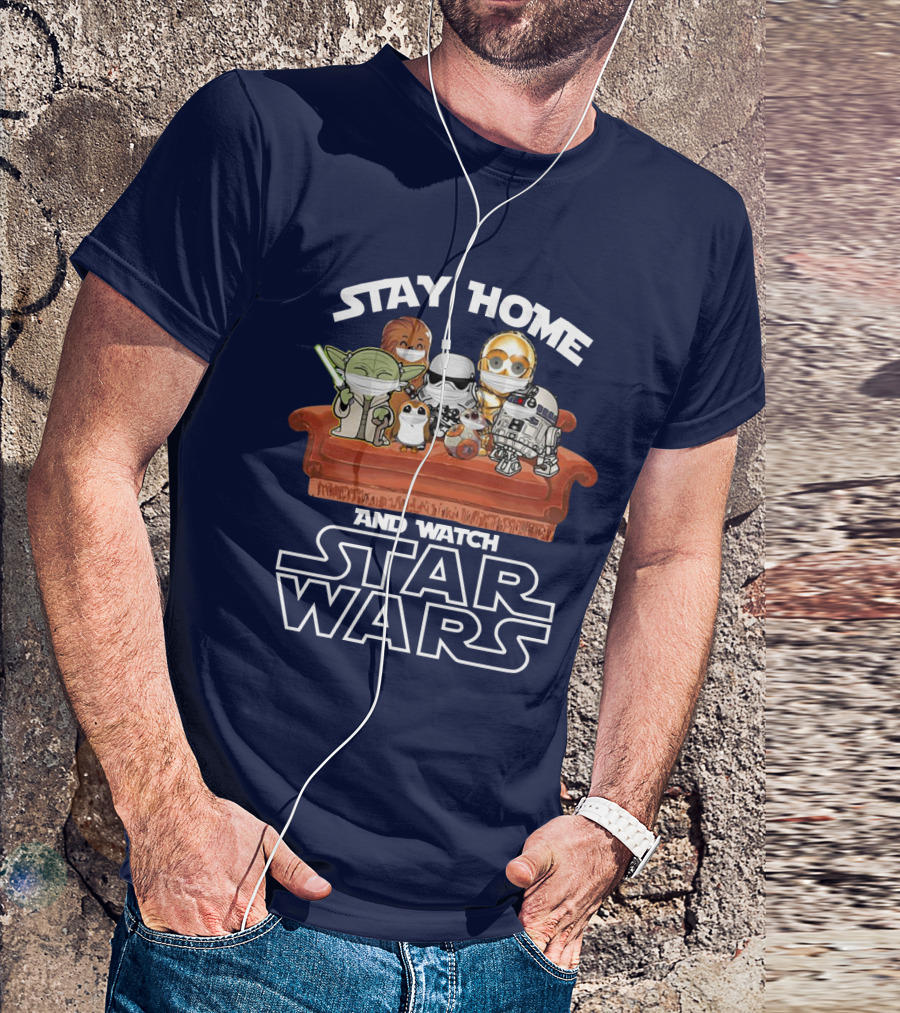 Stay Home And Watch Star Wars Characters On Couch T-Shirt