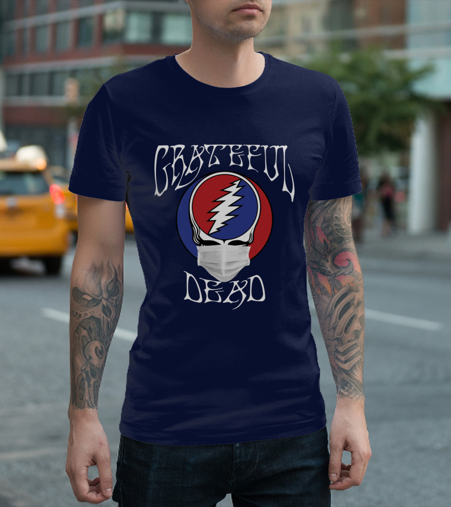 Grateful Dead Steal Your Face Mask Logo with Red and Blue Skull T-Shirt