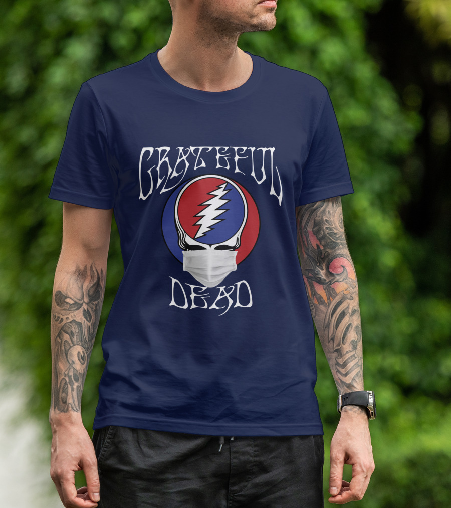 Grateful Dead Steal Your Face Mask Logo With Red And Blue Skull T-Shirt