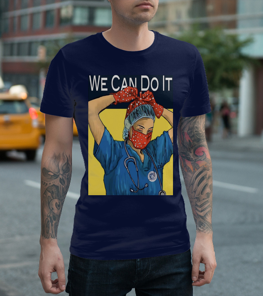 We Can Do It Nurse With Stethoscope And Red Bandana T-Shirt