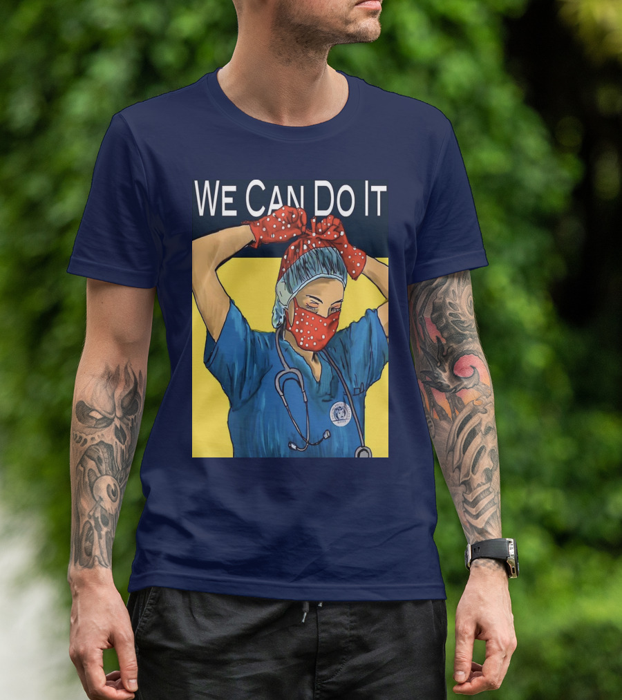 We Can Do It Nurse With Stethoscope And Red Bandana T-Shirt