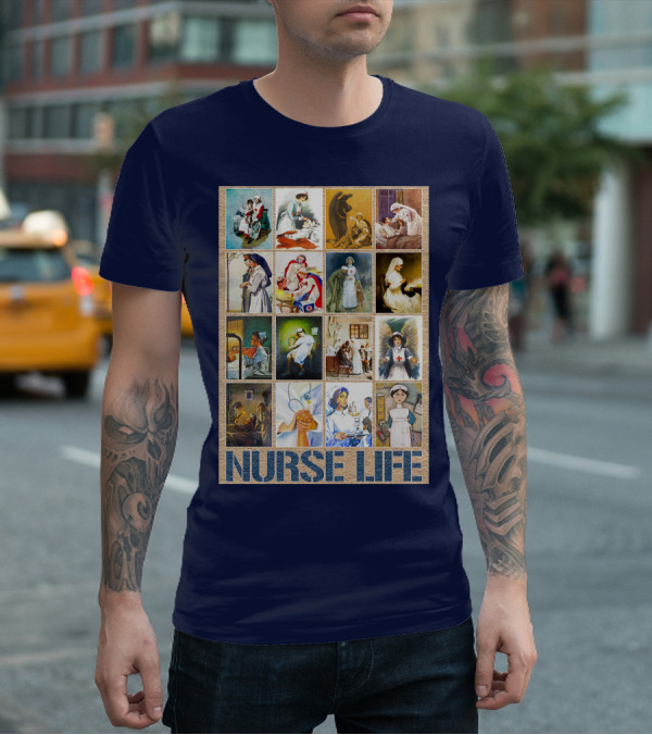 Nurse Life Vintage Nursing Images Collage T-Shirt