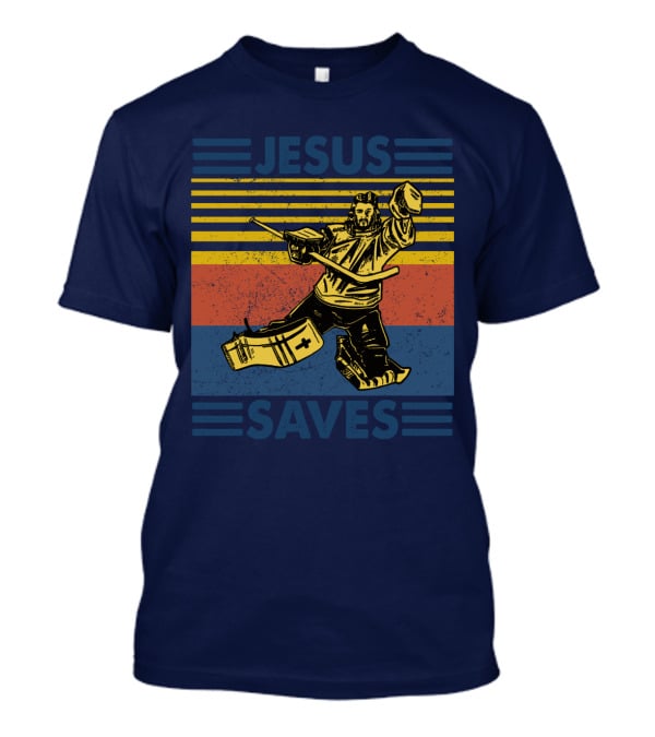 Hockey Jesus Saves Vintage Style Goalie T-Shirt
