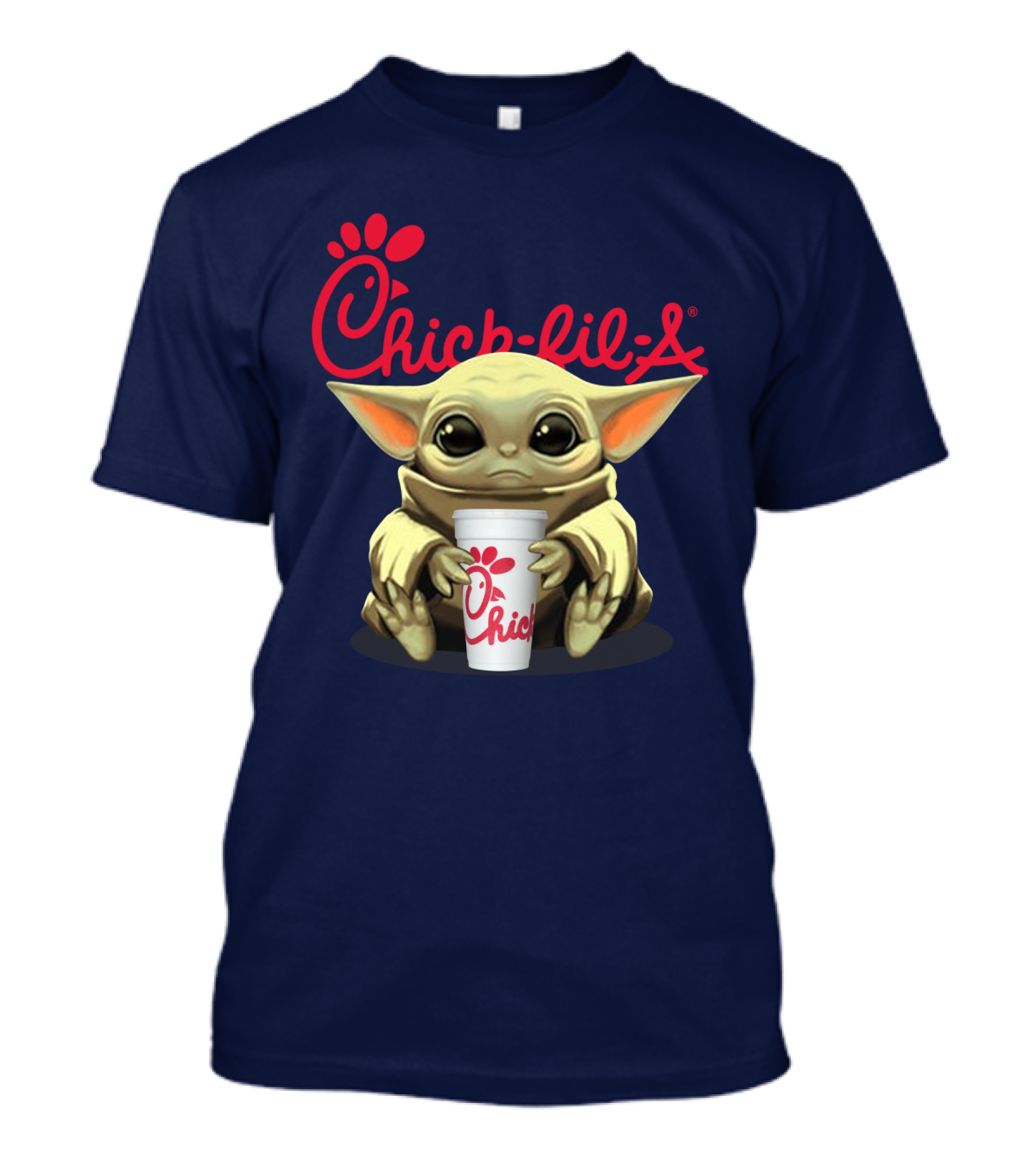 Chick-fil-A Baby Yoda Holding Cup Star Wars T-Shirt