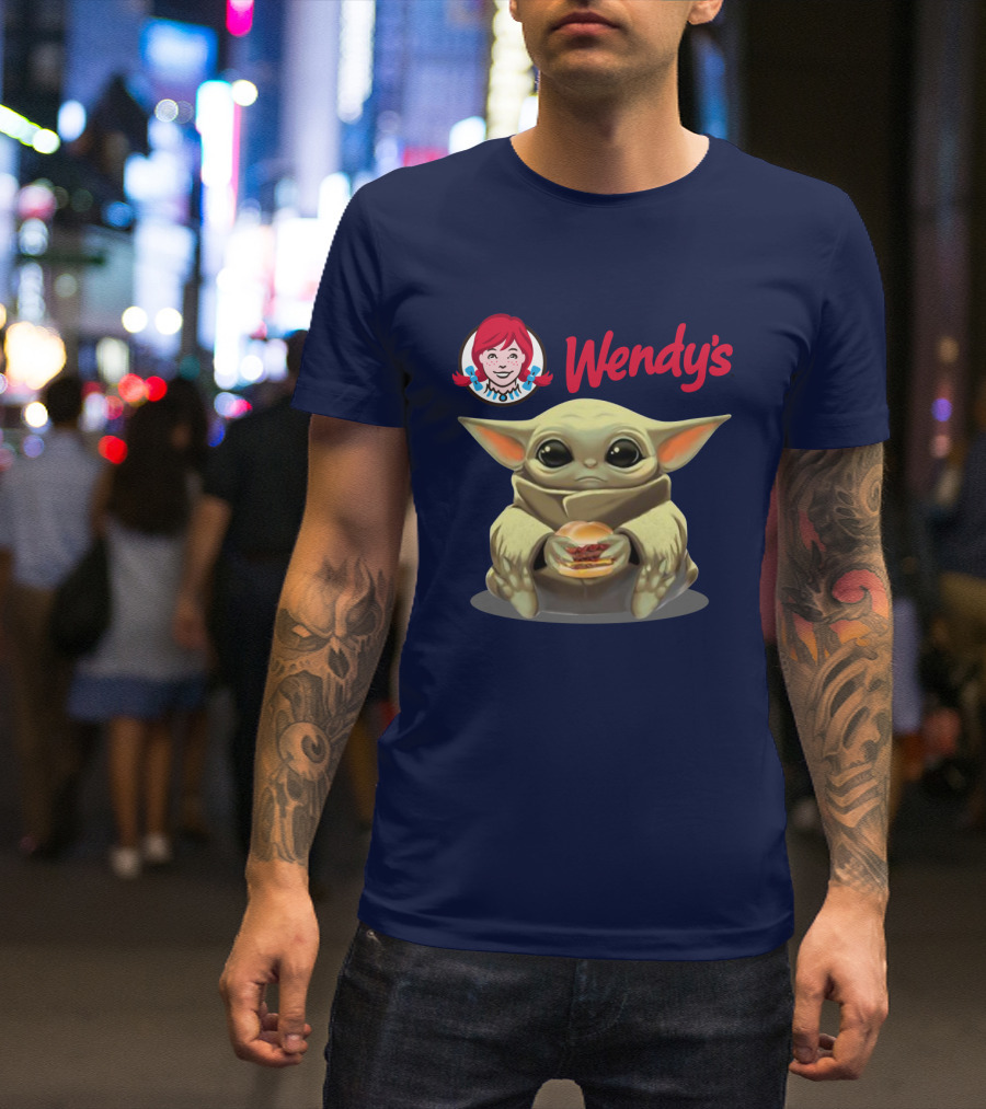 Baby Yoda Hugging Wendy's Hamburger Star Wars T-Shirt