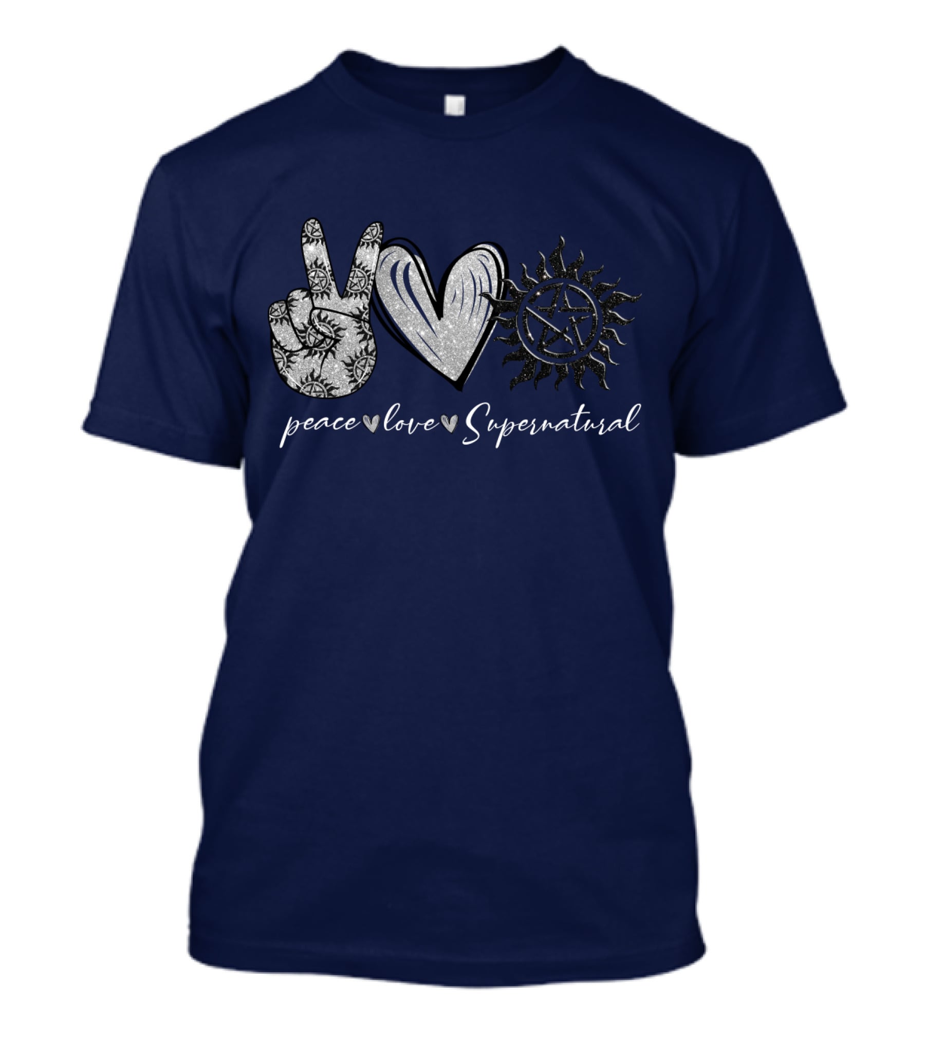 Peace Love Supernatural Oversized Plus Size Iconic Symbolic T-Shirt