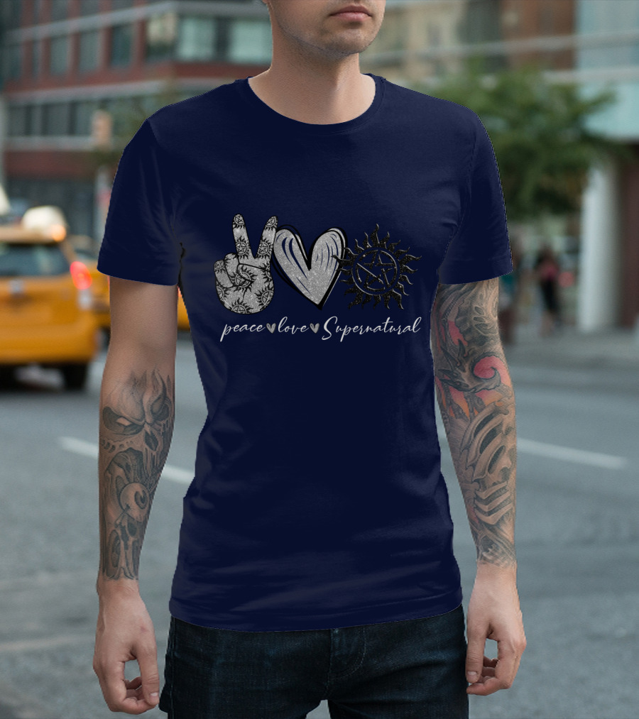 Peace Love Supernatural Oversized Plus Size Iconic Symbolic T-Shirt
