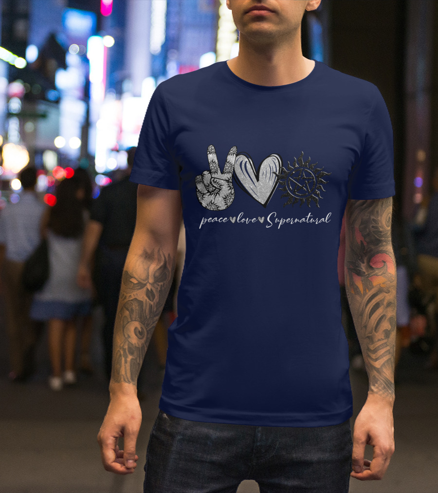 Peace Love Supernatural Oversized Plus Size Iconic Symbolic T-Shirt