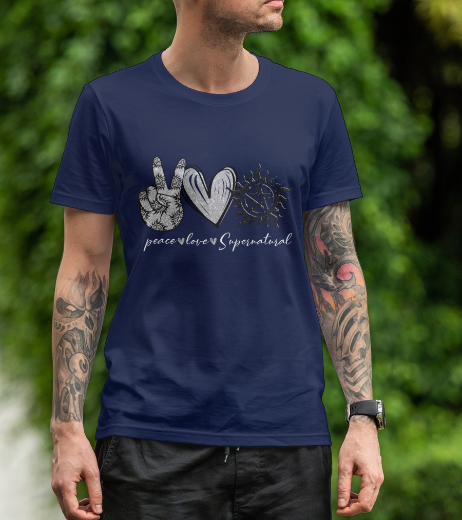 Peace Love Supernatural Oversized Plus Size Iconic Symbolic T-Shirt