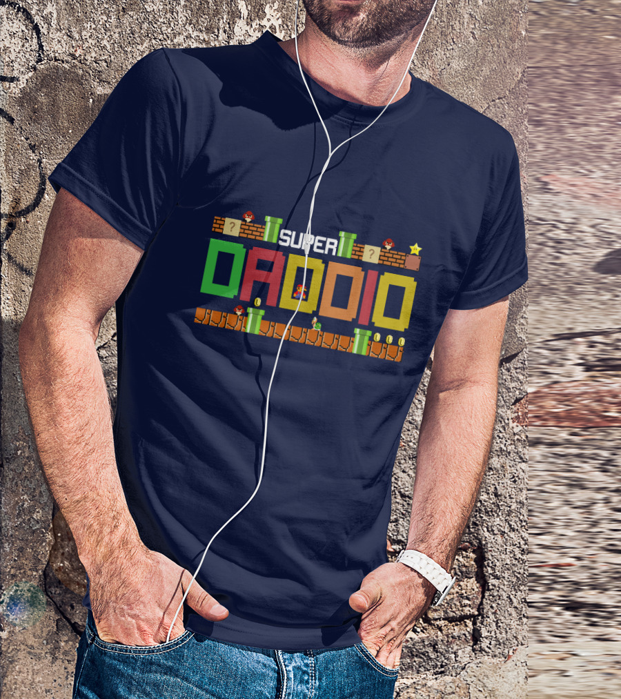 Super Daddio Family Mario Game Oversized Plus Size Block Letters T-Shirt