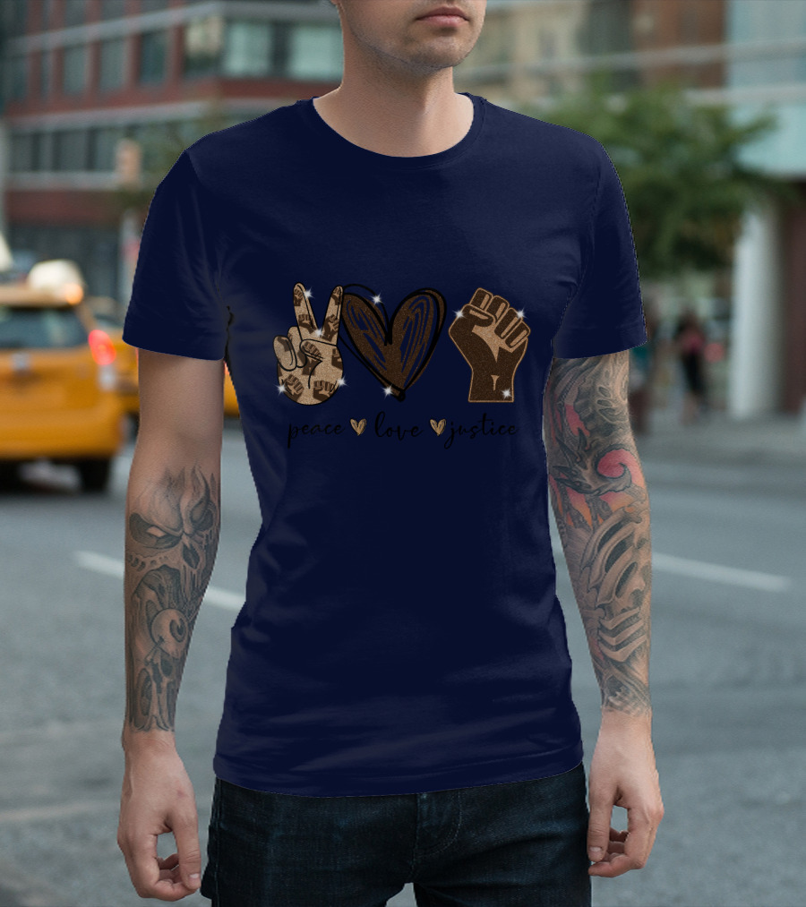 Peace Love Justice Glittering Icons Diamond Oversized Plus Size T-Shirt