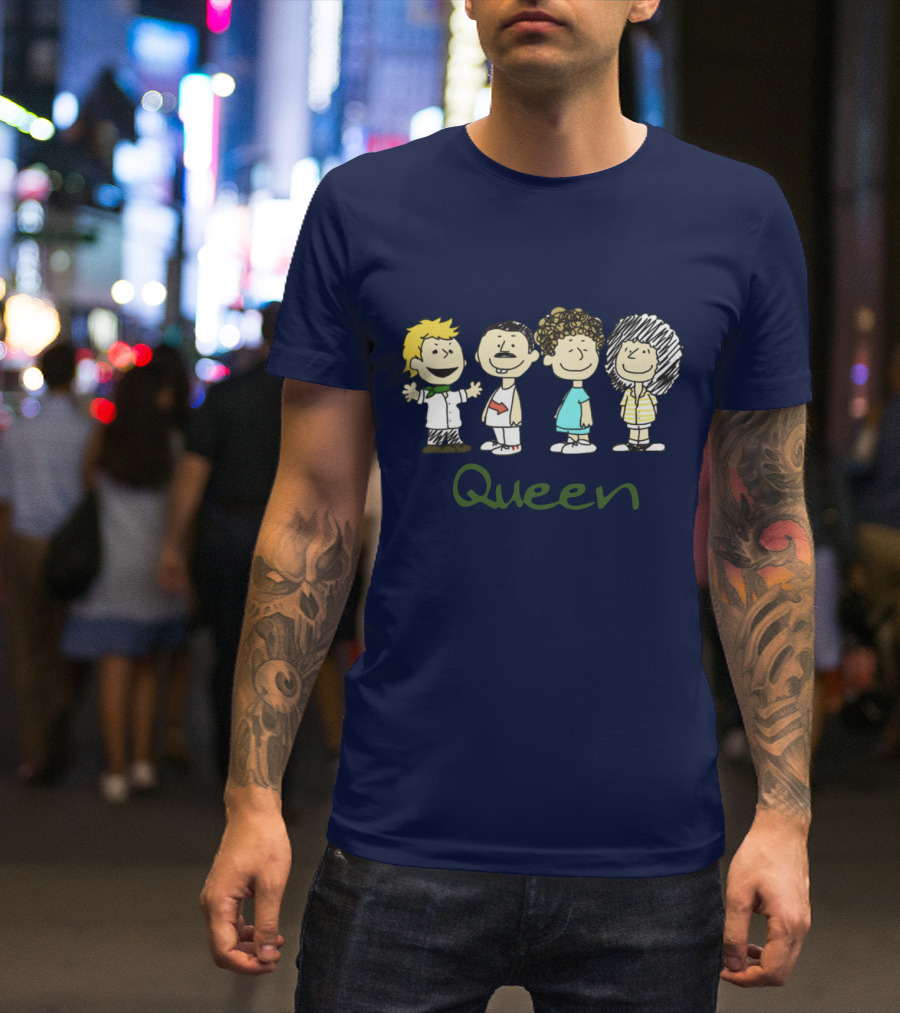 Queen Band Peanuts Snoopy And Friends Freddie Brian Roger John T-Shirt