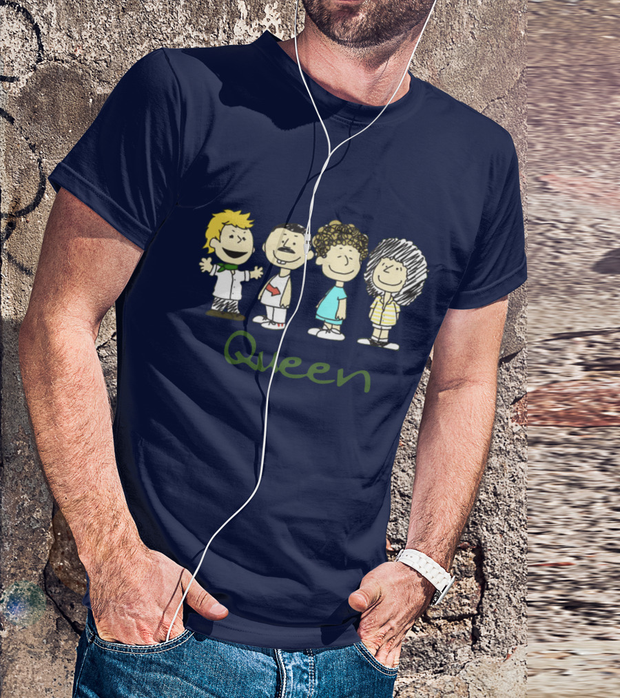 Queen Band Peanuts Snoopy And Friends Freddie Brian Roger John T-Shirt