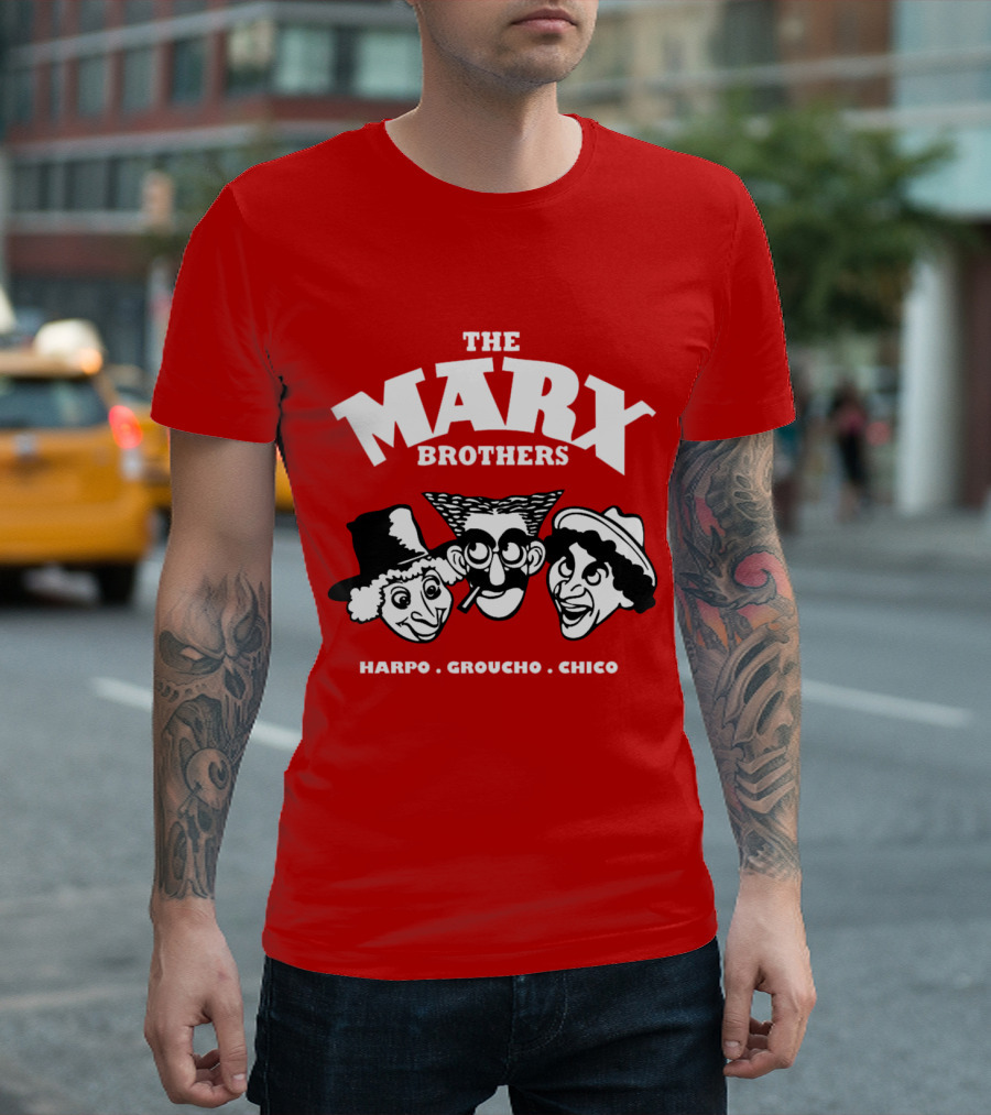 The Marx Brothers Harpo Groucho Chico Classic Comedy Icons Red T-Shirt